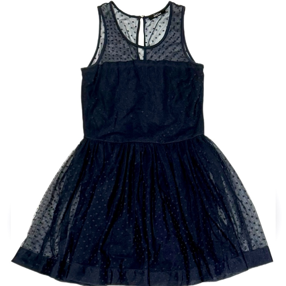 Navy blue soft doted tulle.